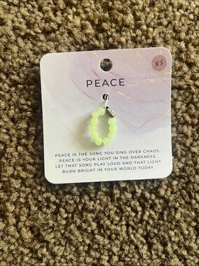 Peace Neon Yellow Beaded Ring